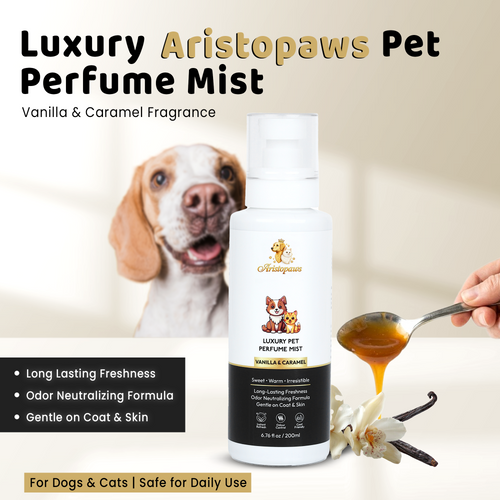Aristopaws Luxury Pet Perfume Mist for Dogs & Cats | Vanilla & Caramel Fragrance | 200 ml
