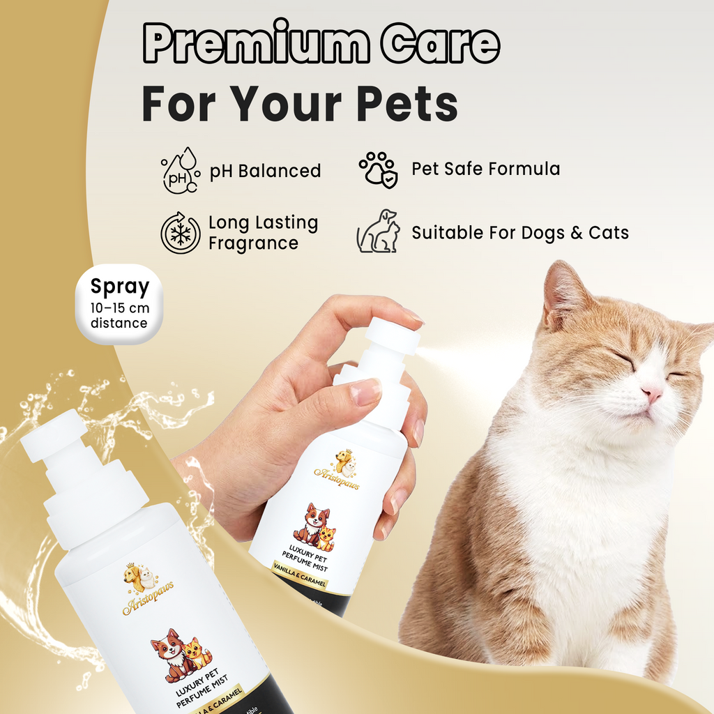 Aristopaws Luxury Pet Perfume Mist for Dogs & Cats | Vanilla & Caramel Fragrance | 200 ml