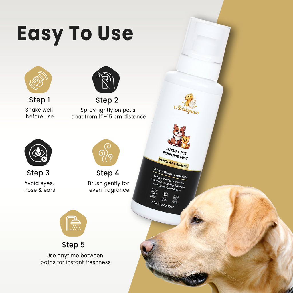 Aristopaws Luxury Pet Perfume Mist for Dogs & Cats | Vanilla & Caramel Fragrance | 200 ml