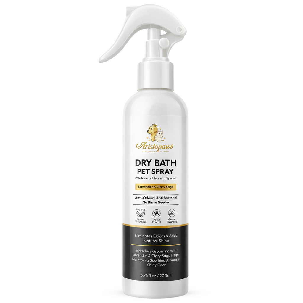 Aristopaws Waterless Dry Bath Spray for Dogs & Cats No-Rinse Pet Shampoo with Lavender & Clary Sage | 200 ml