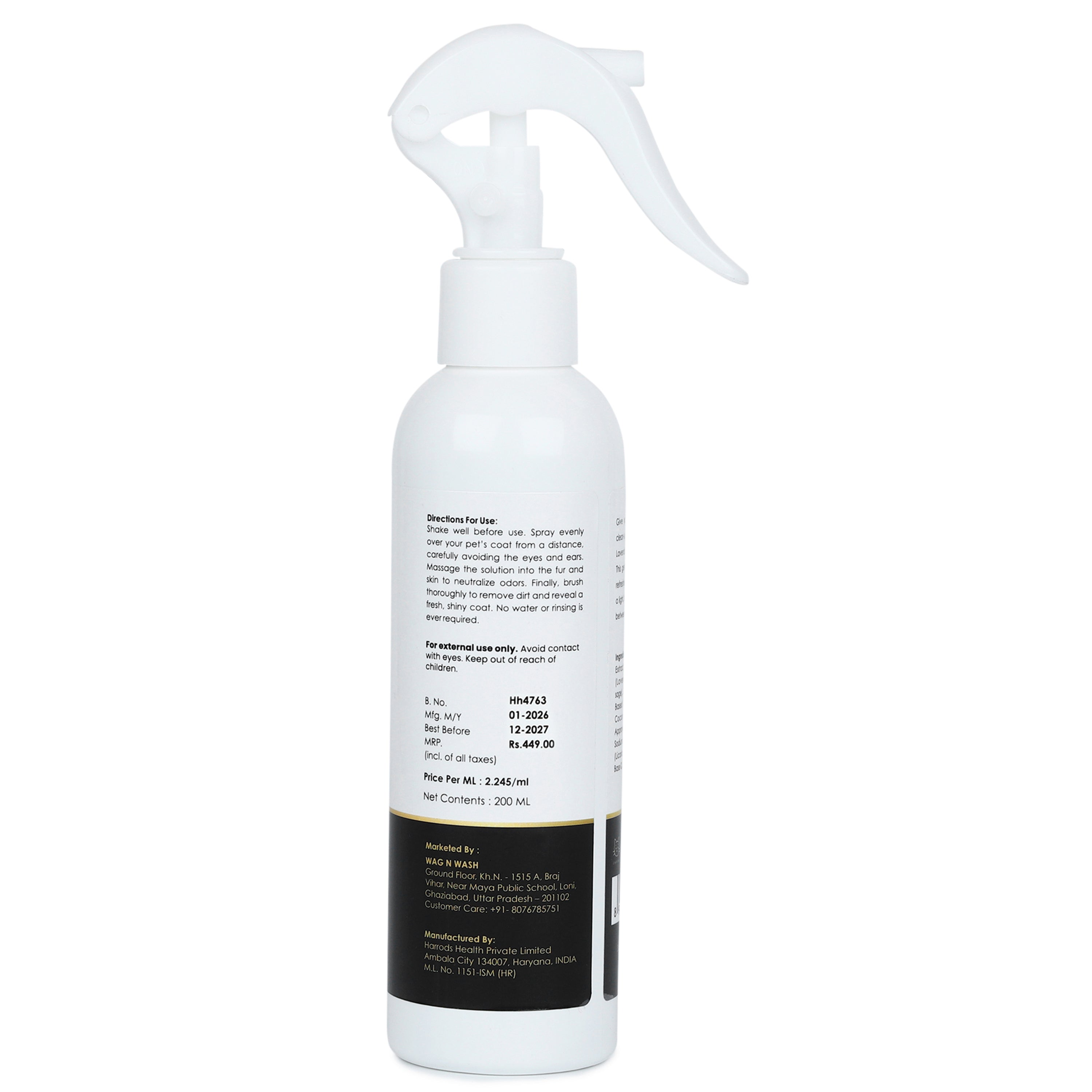 Aristopaws Waterless Dry Bath Spray for Dogs & Cats No-Rinse Pet Shampoo with Lavender & Clary Sage | 200 ml